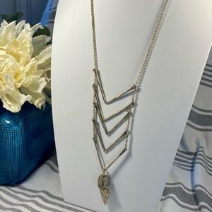 Sexy Edgy Long Silver Tone Triangle Necklace Rustic